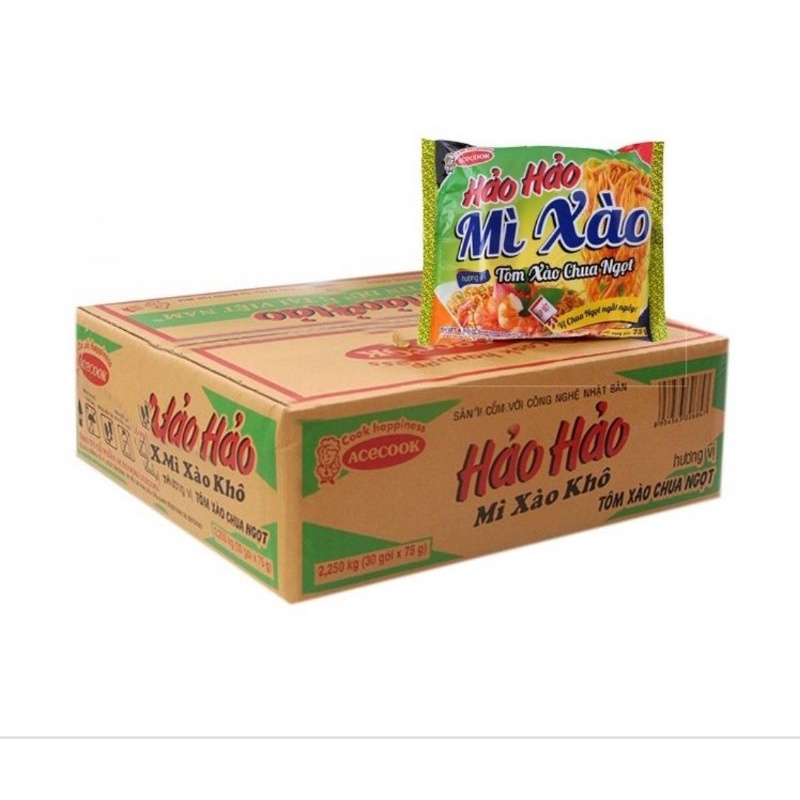 Thùng mì gói hảo hảo tôm chua cay , và hảo hảo xào chua ngọt 30 gói