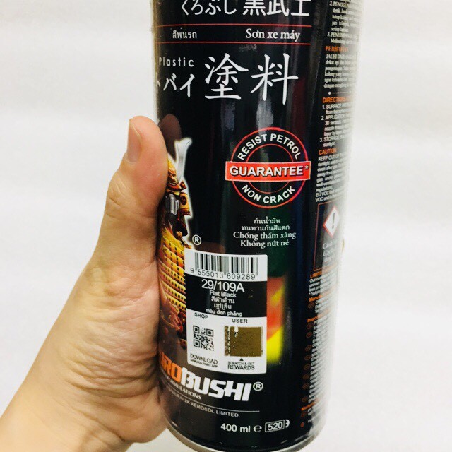 Sơn xịt Samurai - 29/109A MÀU ĐEN NHÁM ( ĐEN PHẲNG) 400ML