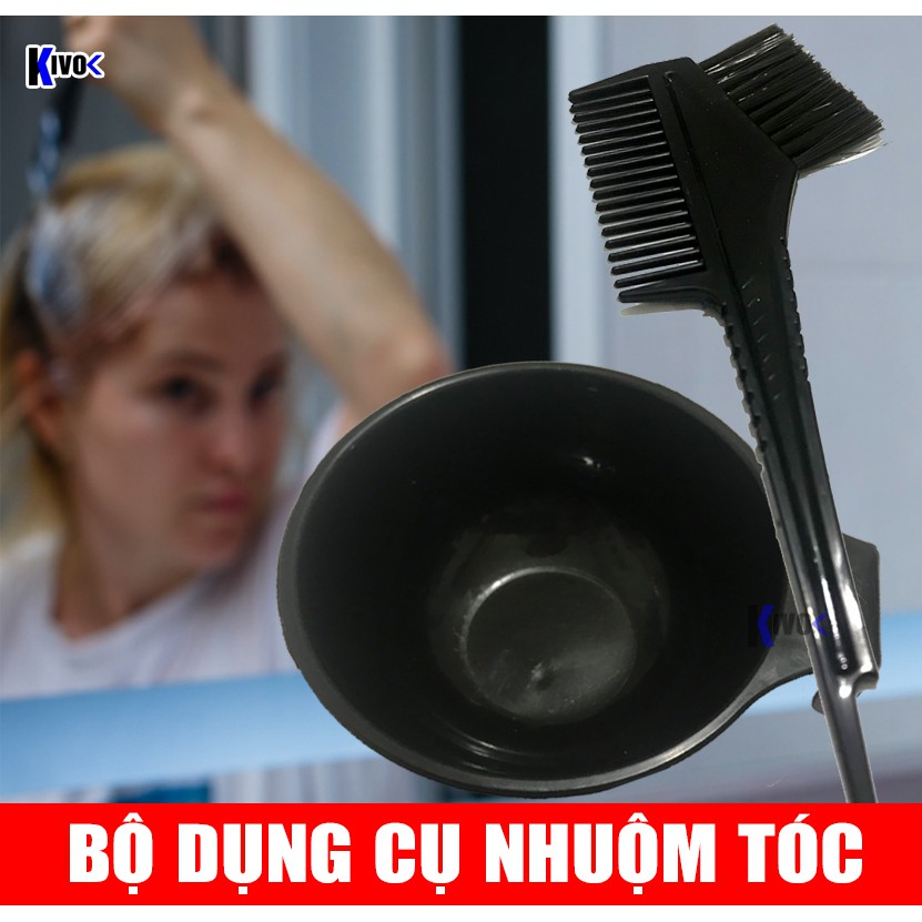 [COMBO 2 MÓN] Bộ Dụng Cụ Tự Nhuộm Tóc Tẩy Tóc Tại Nhà - Chổi Quét Thuốc Nhuộm + Chén Nhuộm Tóc