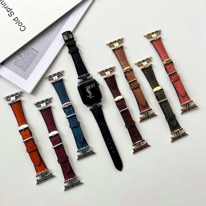 Dây Đeo Bằng Da Bò Thật Cho Đồng Hồ Thông Minh apple watch series 8 7 6 SE 5 4 3 38MM 42MM Iwatch 40MM 44MM 49MM 41MM 45MM