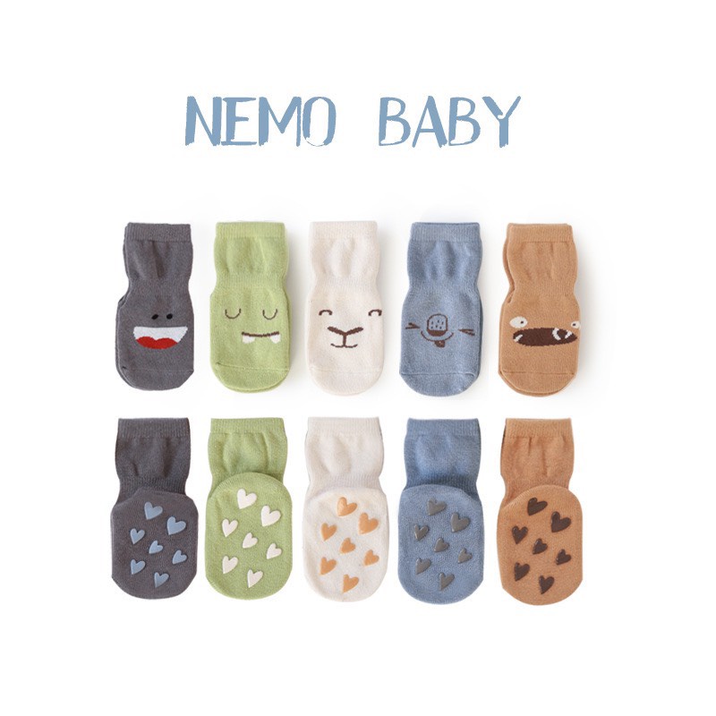 Tất chống trơn, vớ chống trơn trượt cho bé NEMO BABY họa tiết dễ thương, chất vải mềm mại, thoáng khí