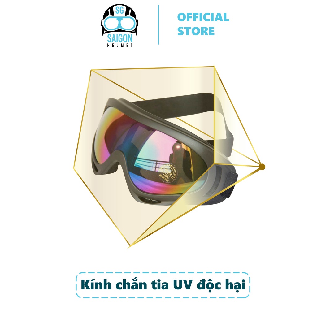 Kính Phi Công -UV400 SUNDA gắn mũ bảo hiểm nửa đầu- mũ 3/4
