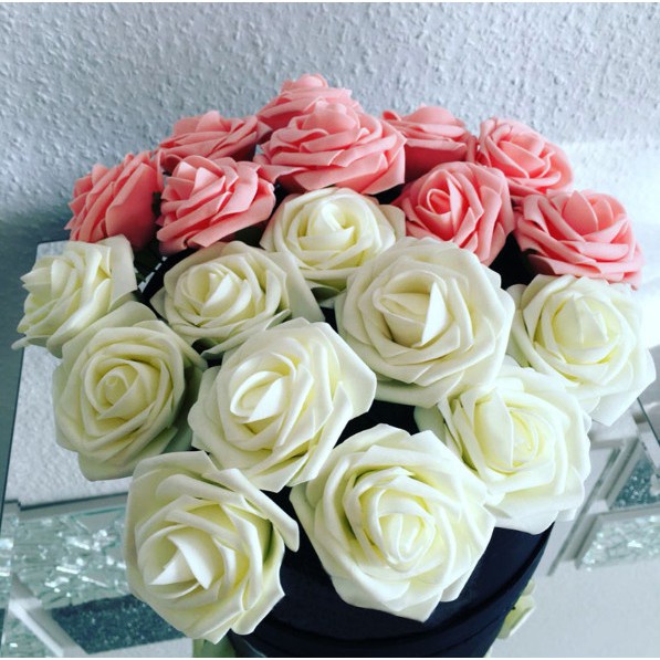 Bộ 50 Bông Hoa Hồng Giả Bằng Xốp 8cm Dùng Trang Trí Tiệc Cưới / Valentine