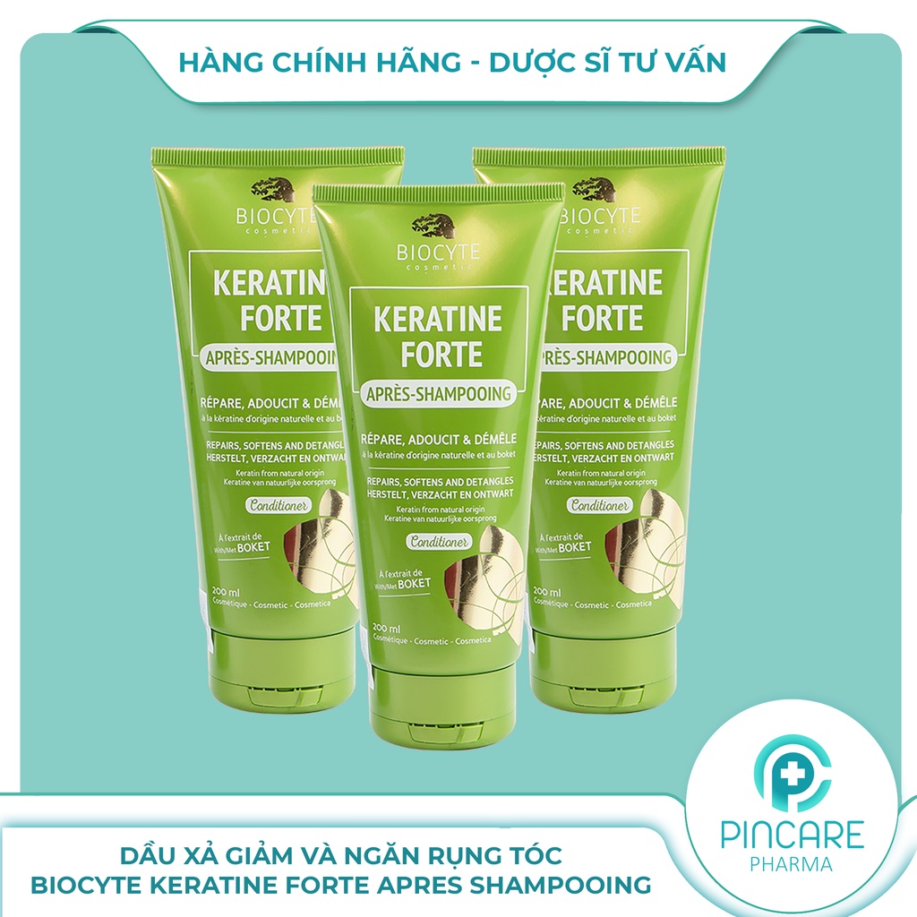 Dầu xả tóc BioCyte Keratine Forte Apres Shampooing (200ml) làm mượt và khỏe tóc - Hàng chính hãng - Nhà Thuốc PinCare