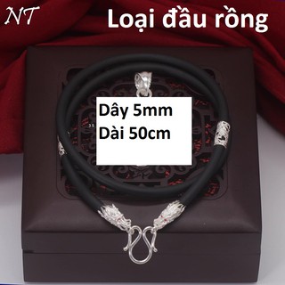 Vòng cổ dây cao su bọc bạc để đeo mặt dây