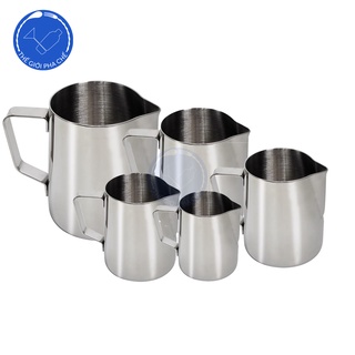 Ca đánh sữa không vạch đong inox đa dạng dung tích