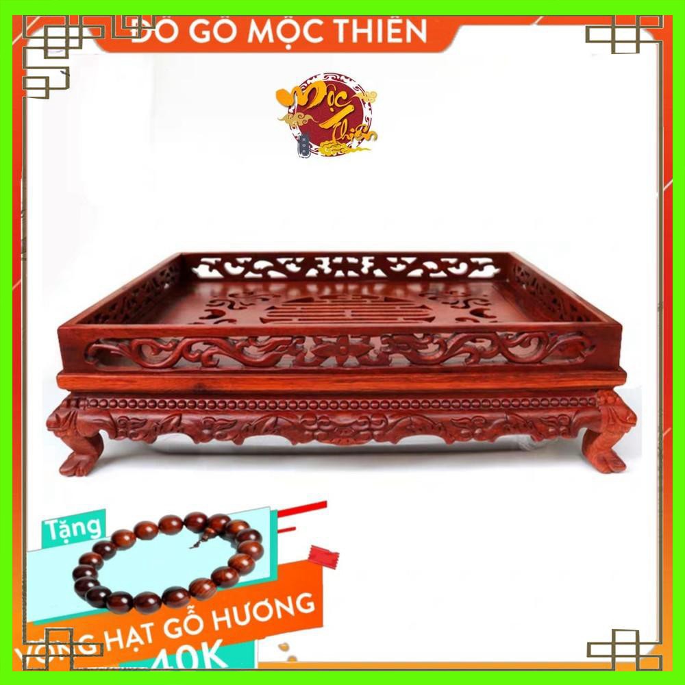 Khay Trà,Chè Gỗ Hương mẫu Song Long Trầu Nguyệt ( bốn trụ chân quỳ cao cấp)