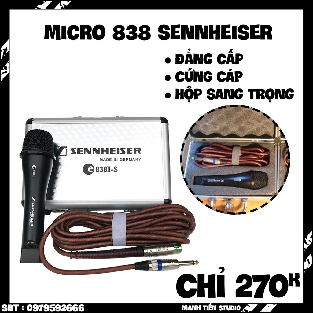 Micro karaoke gia đình SENNHEISER 838II S - HÀNG NHẬP KHẨU tiếng ca trong trẻo công nghệ chống hú cao bắt âm tốt bh 12t