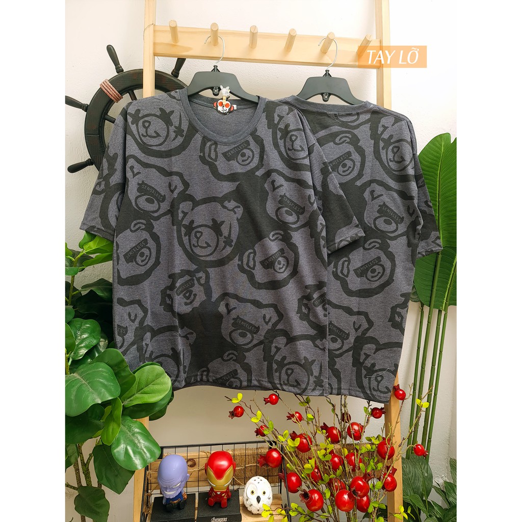 Áo tay lỡ hình con gấu in họa tiết trên áo