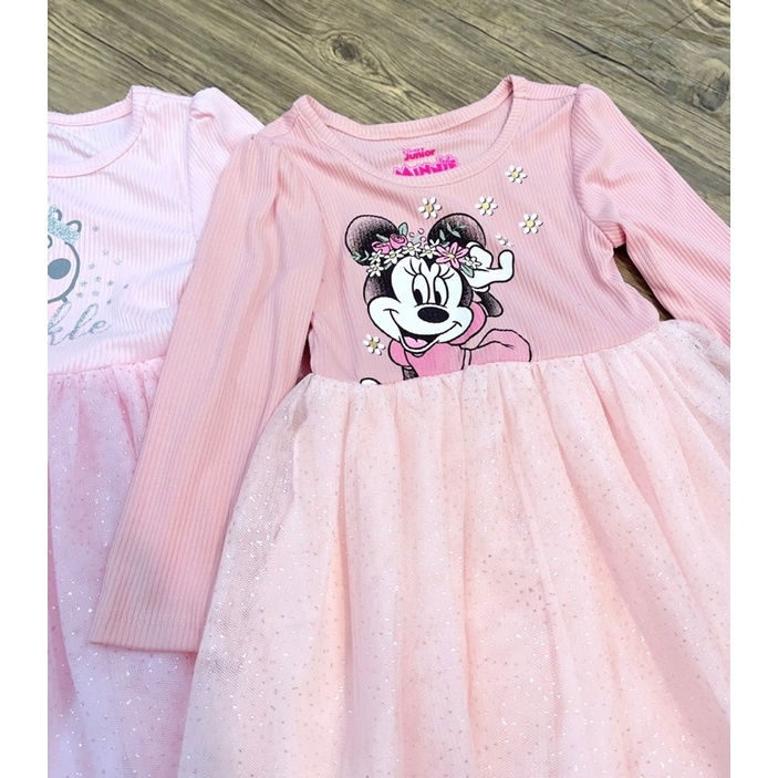 Xinh Yêu Váy/Đầm chân ren voan kim tuyến dư xịn Heo Peppa Minie dài tay bé gái dáng công chúa thu đông