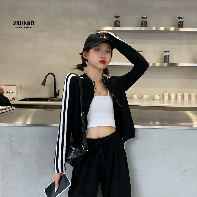 SUXI Áo Khoác Cardigan Dệt Kim Tay Dài Phối Khoá Kéo Thời Trang Mùa Thu