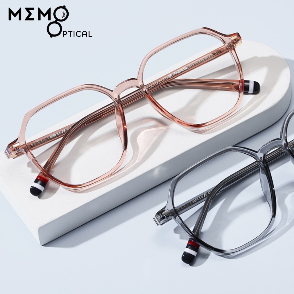 Gọng kính cận nam nữ MEMO dáng vuông đa giác đẹp nhựa acetate cao cấp, càng kính kim loại phong cách hàn quốc_SB035