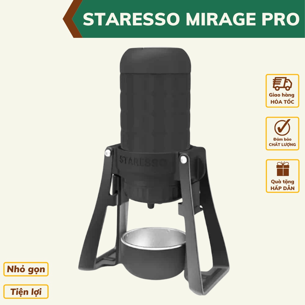 Máy pha cà phê Staresso Mirage Plus 2023 chính hãng máy pha cafe cầm tay nguyên chất Espresso tiện lợi mang đi du lịch