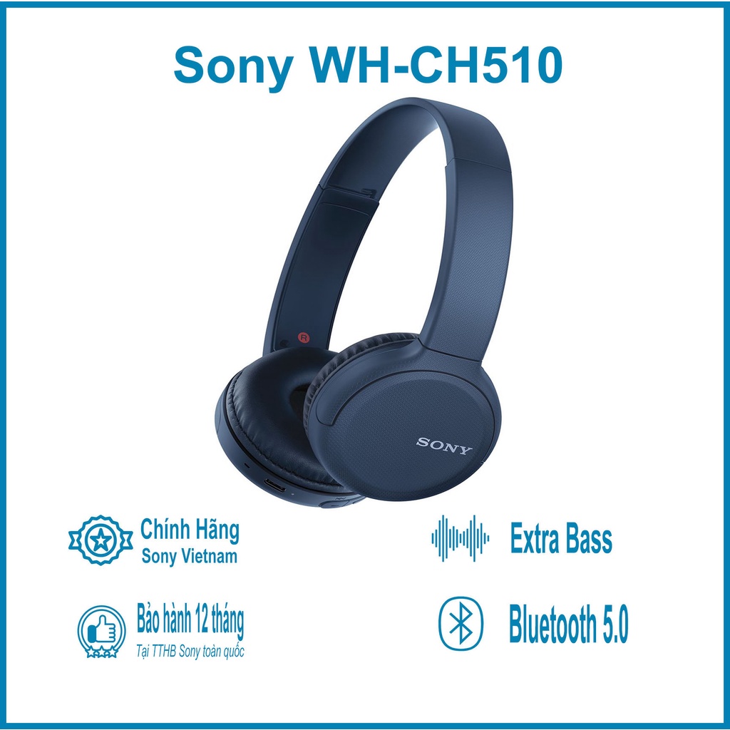 Tai nghe Bluetooth Sony WH - CH510 - Chính Hãng Sony Việt Nam - Bảo hành 12 Tháng