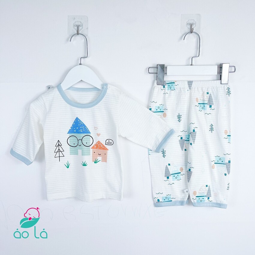 Bộ lửng dài cho bé gái, bé trai vải cotton tăm tre Áo Lá Homewear, đồ ngủ cho bé