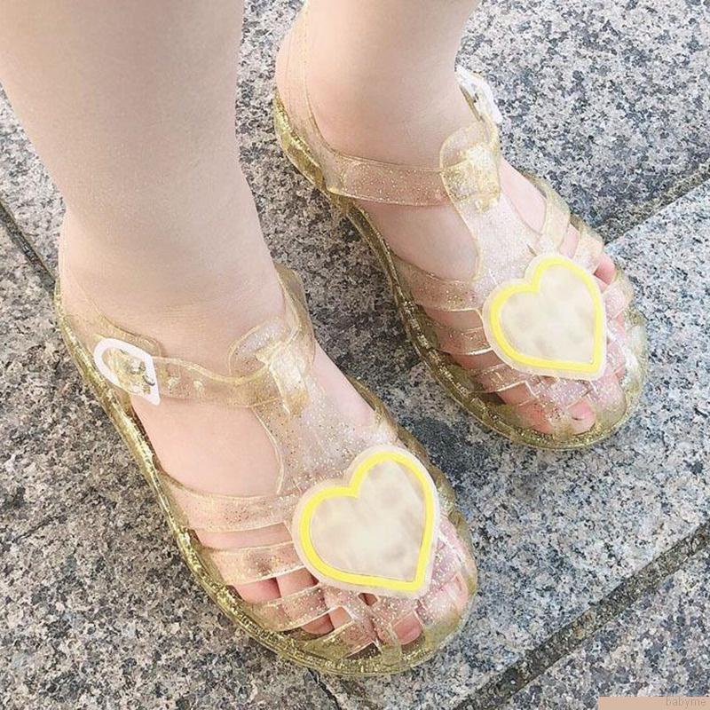Giày xăng đan bằng nhựa dẻo và cao su thời trang mùa hè phong cách Hàn Quốc dành cho bé gái