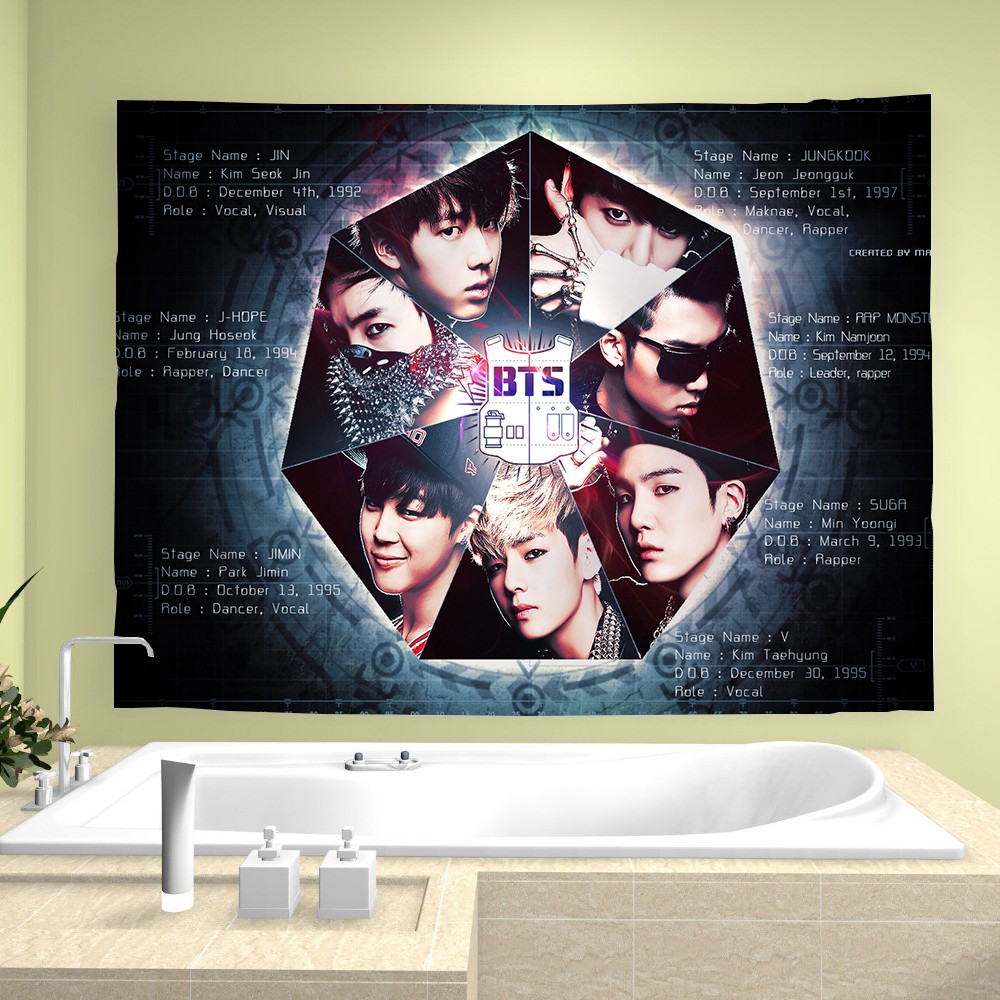 ❤️ Tấm thảm in hình nhóm nhạc Hàn Quốc Bangtan Jin Suga J-Hope RM Jimin V Jung Kook MAP OF THE SOUL 7
