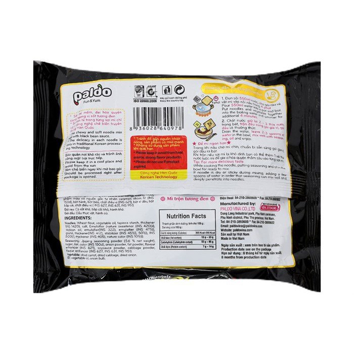 Mì Trộn Tương Đen Koreno Vị Cay Và Không Cay Gói 78G