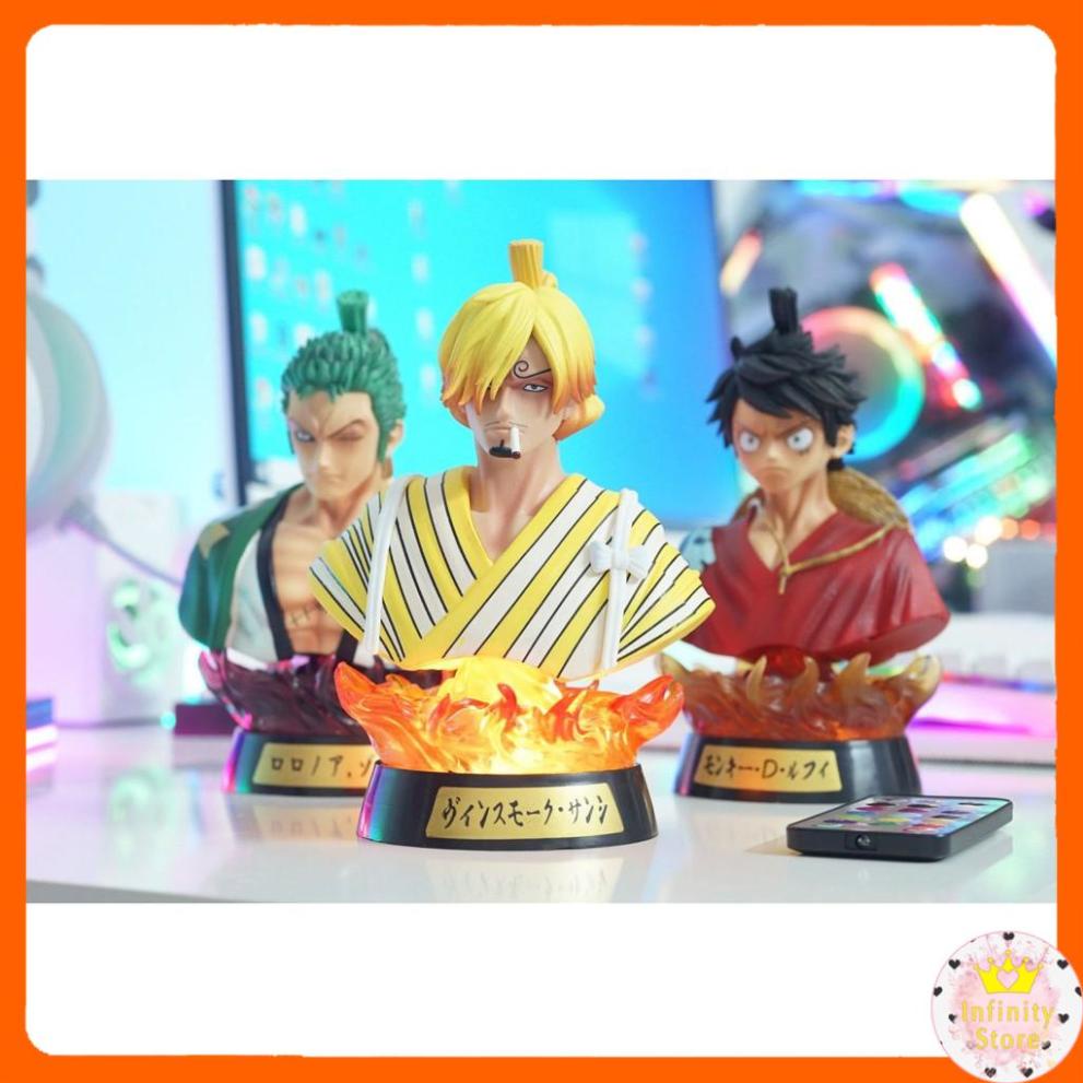 MÔ HÌNH BÁN THÂN LUFFY, ZORO, SANJI LED RGB 16CM INFINY DECOR