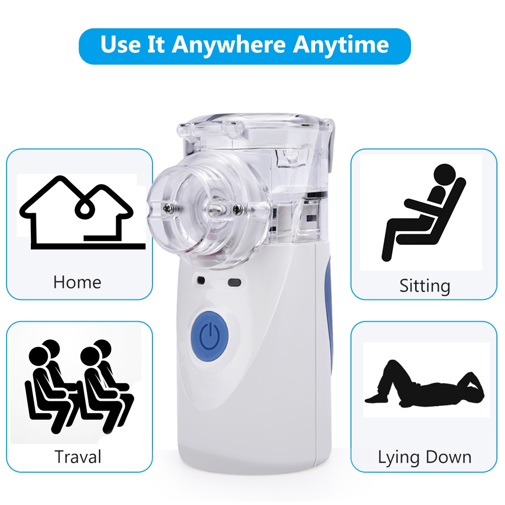 Máy Xông Mũi Họng Cho Trẻ Em Và Người Lớn ，Máy Xông Khí Hen Suyễn Mini Cầm Tay Có Thể Sạc Lại Tiện Dụng Cho Gia Đình, Máy khí dung, Máy xông mũi họng. Điều trị viêm phế quản, viêm phổi, viêm xoang, Họng Cầm Tay Không Gây Tiếng Ồn Mesh Nebulizer