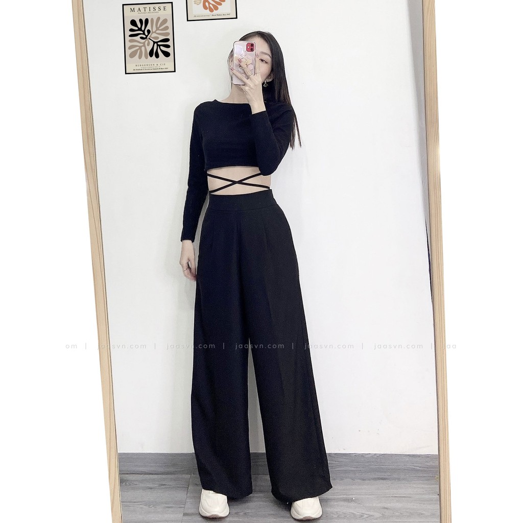 [Mã FAMARAL1 giảm 10K đơn 50K] Quần tây nữ ống rộng lưng thun chất lụa mát