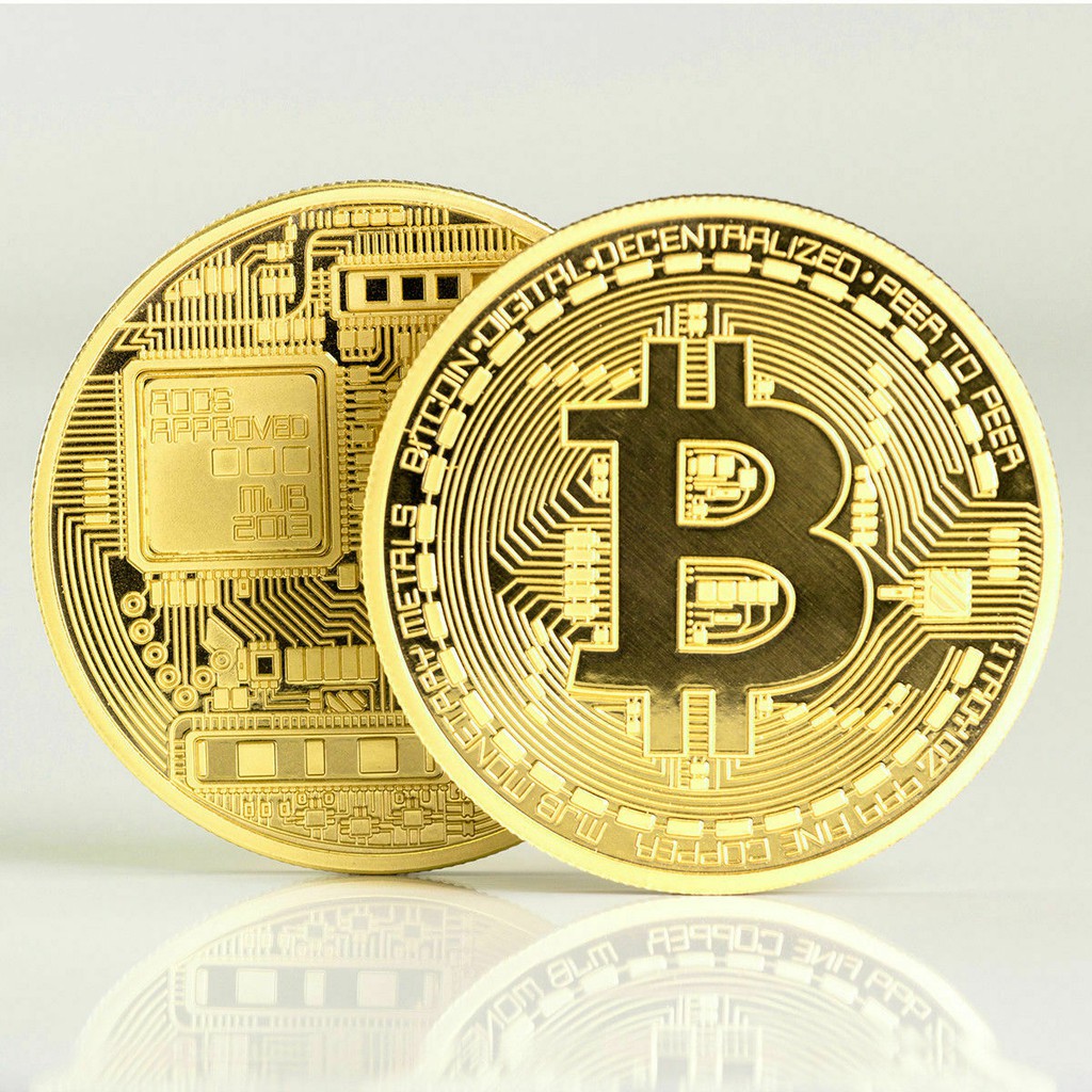 Bộ Sưu Tập Bitcoin BTC Token Miner Cryptocurrency Mạ Vàng