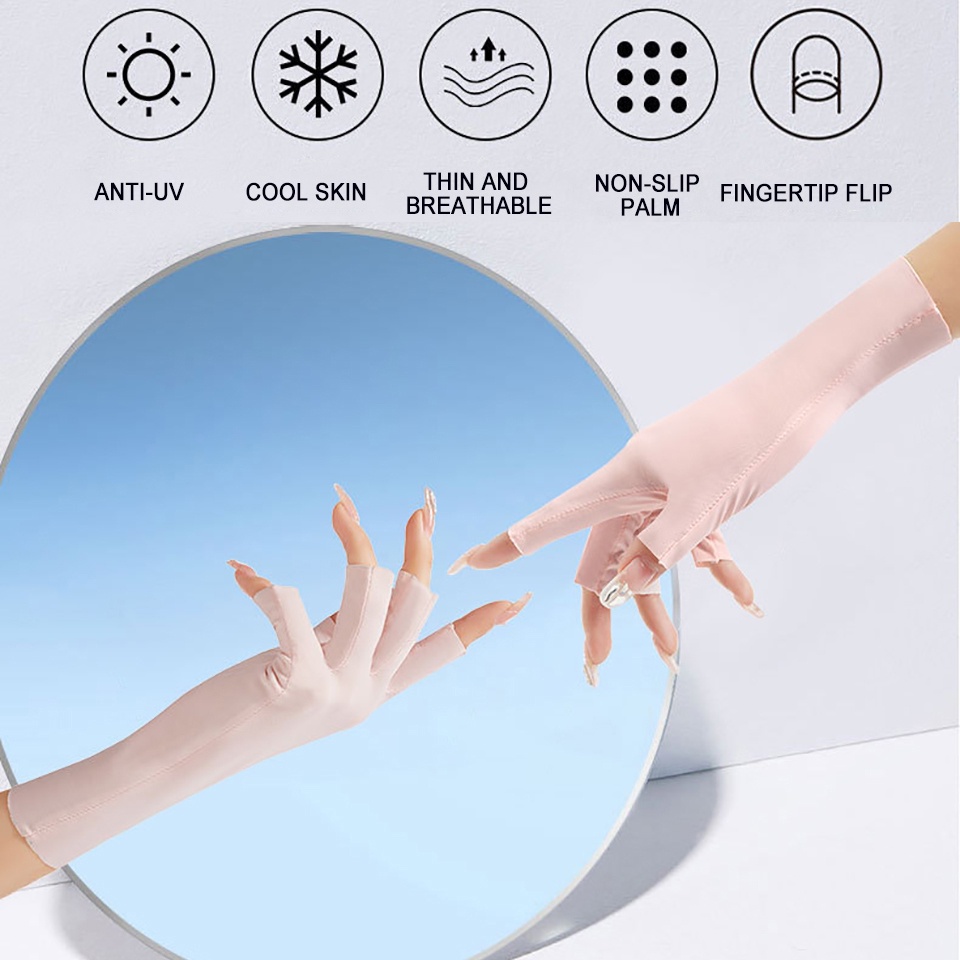 GTUBIKE Găng tay hở ngón chống tia uv chống nắng UPF50+ siêu nhẹ thoáng khí tiện dụng cho nam và nữ khi đi xe đạp