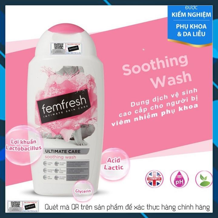 [Hàng Chuẩn]Dung Dịch Vệ Sinh Phụ Nữ Cao Cấp Anh Quốc Dùng Hằng Ngày Femfresh Daily Intimate Wash 250ml White Store