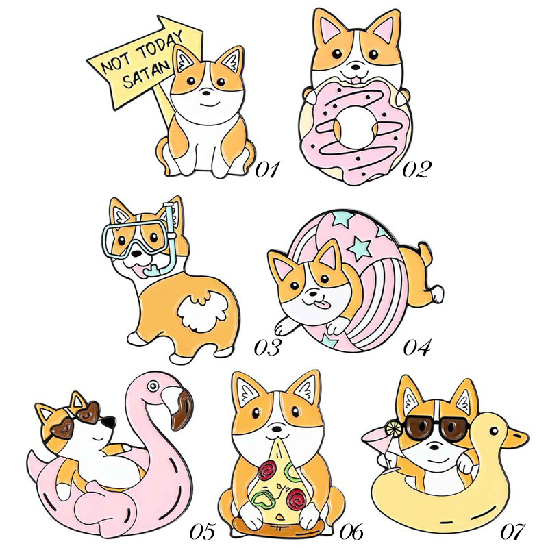 Ghim cài áo hình chú cún corgi dễ thương