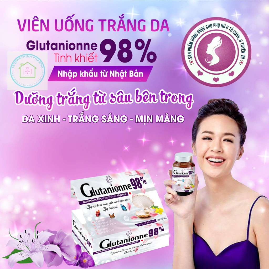 Viên uống trắng da mờ nám GLUTANIONNE 98%(Hộp 30 Viên)