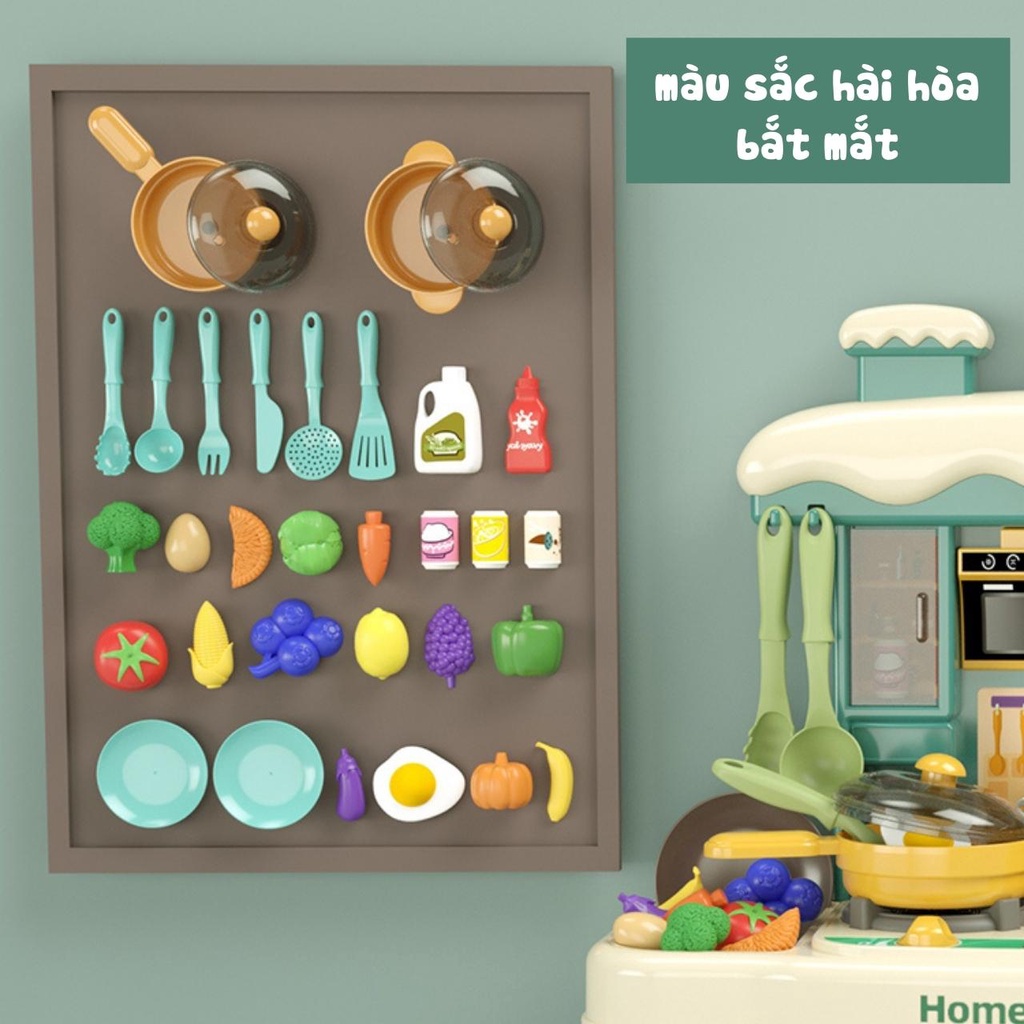 Bộ đồ chơi nấu ăn cho bé cỡ lớn 43cm mô phỏng nhà bếp phiên bản có nhạc và đèn, đồ chơi nhà bếp cho bé gái BOBIKIDS NA02