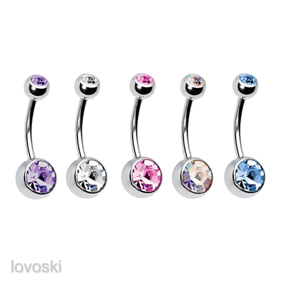 Bộ 15 Kim Xỏ Khuyên Rốn / Găng Tay / Rốn Đính Đá CZ 14G