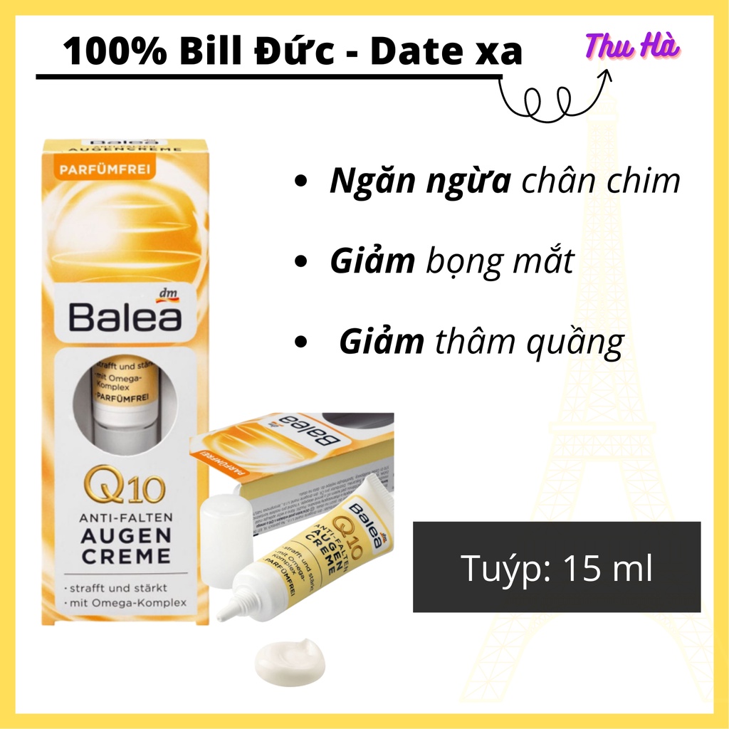 Kem Dưỡng Da Mắt Balea Q10 Chống Thâm Quầng Bọng Mắt, 15 ml