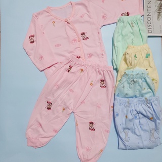 Bộ dài chéo sơ sinh cotton nền màu họa tiết cho bé 3-5kg
