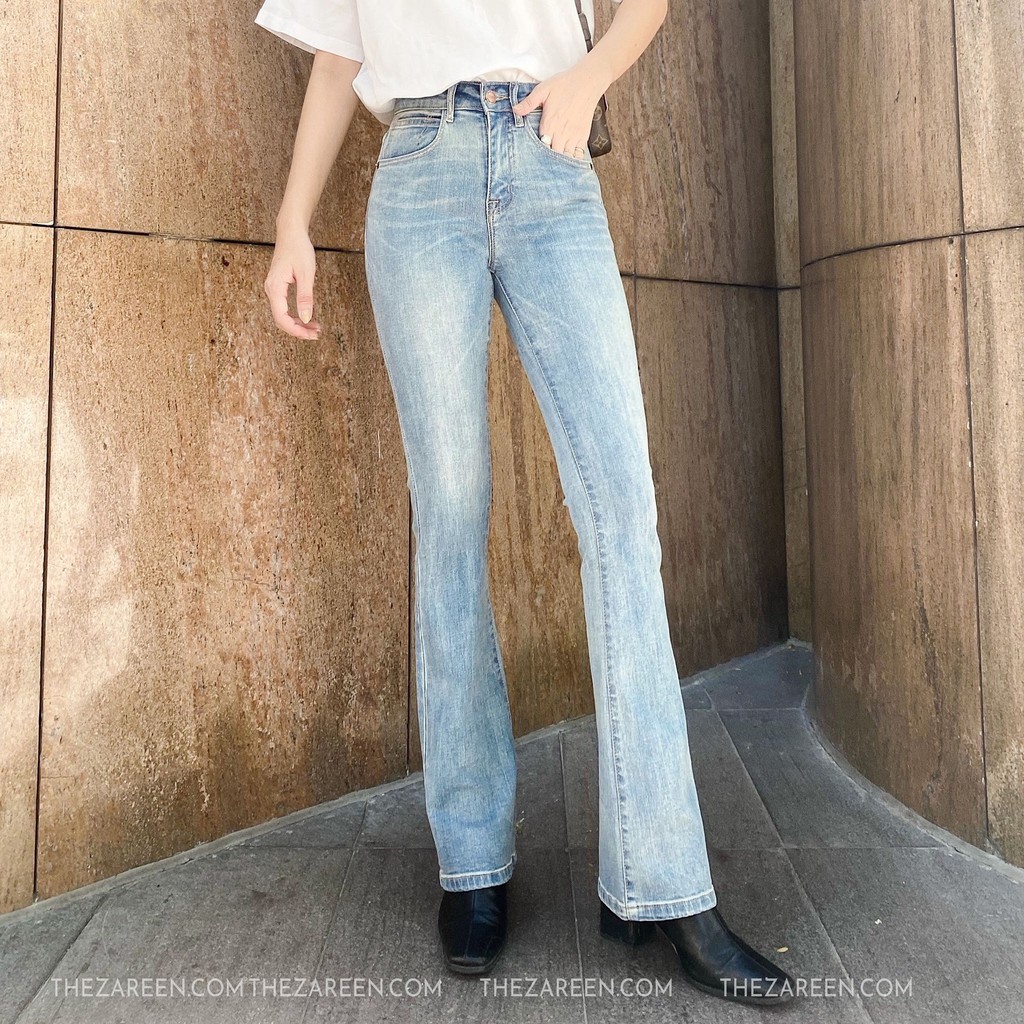 QUẦN JEANS DÀI ỐNG LOE BASIC ZAREEN JEA106 XANH NHẠT