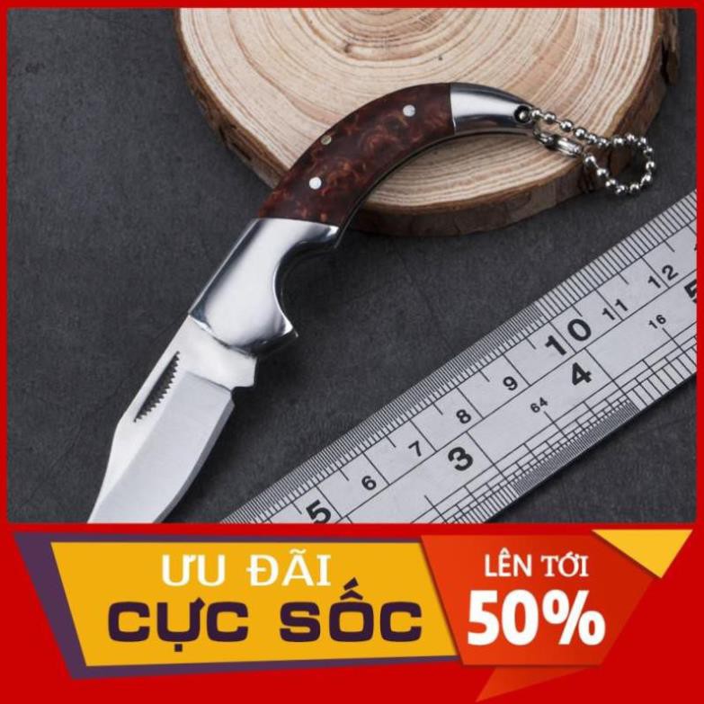 Dao Que Thép Dầy EDC Siêu Bén-  Thép Không Gỉ- Tích Hộp Treo Móc Khóa- Cắt Trái Cây - Hàng Có Sẵn