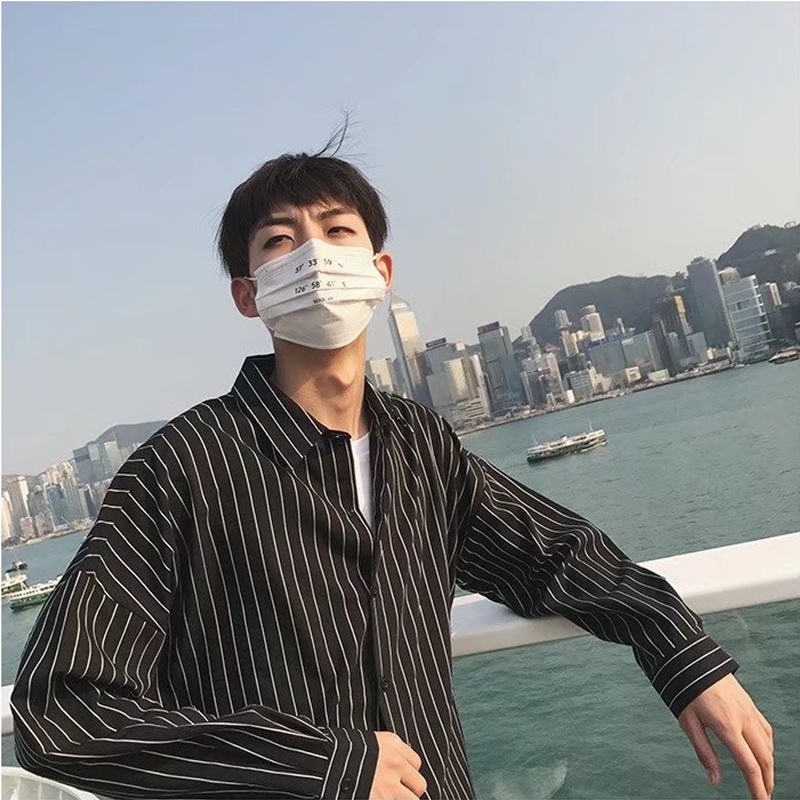 Áo Sơ Mi Trắng/Đen Tay Dài Dáng Rộng Kẻ Sọc Đơn Giản Dễ Phối Đồ Phong Cách Hàn Quốc Cho Nam Size M-2XL