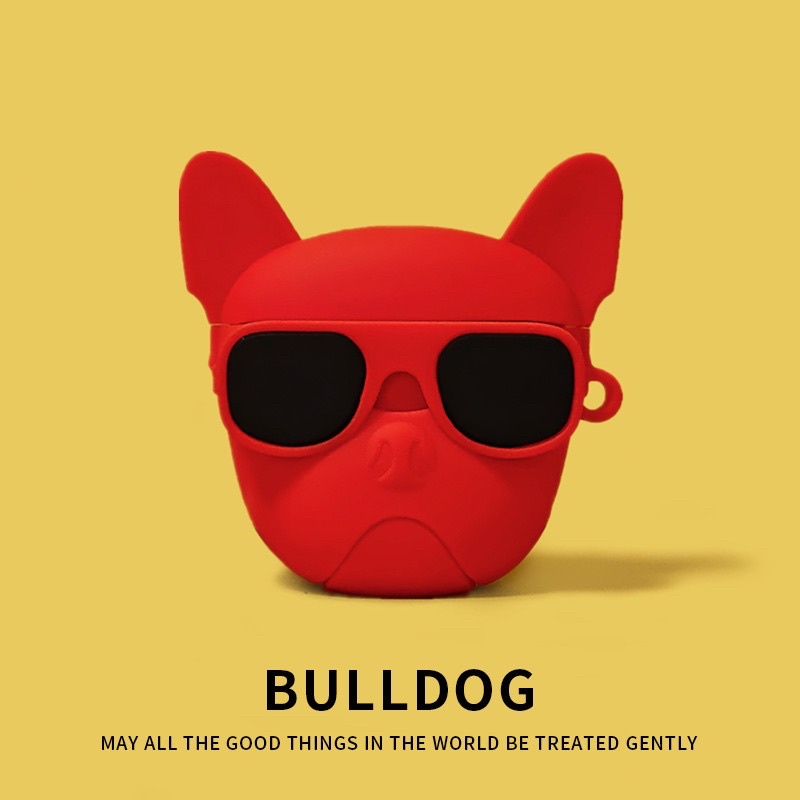 Vỏ bảo vệ tai nghe bluetooth Airpods bằng Sillicone dẻo, ốp Case cute, Airpods 2/pro MẪU BULL DOG - NUTA CASE