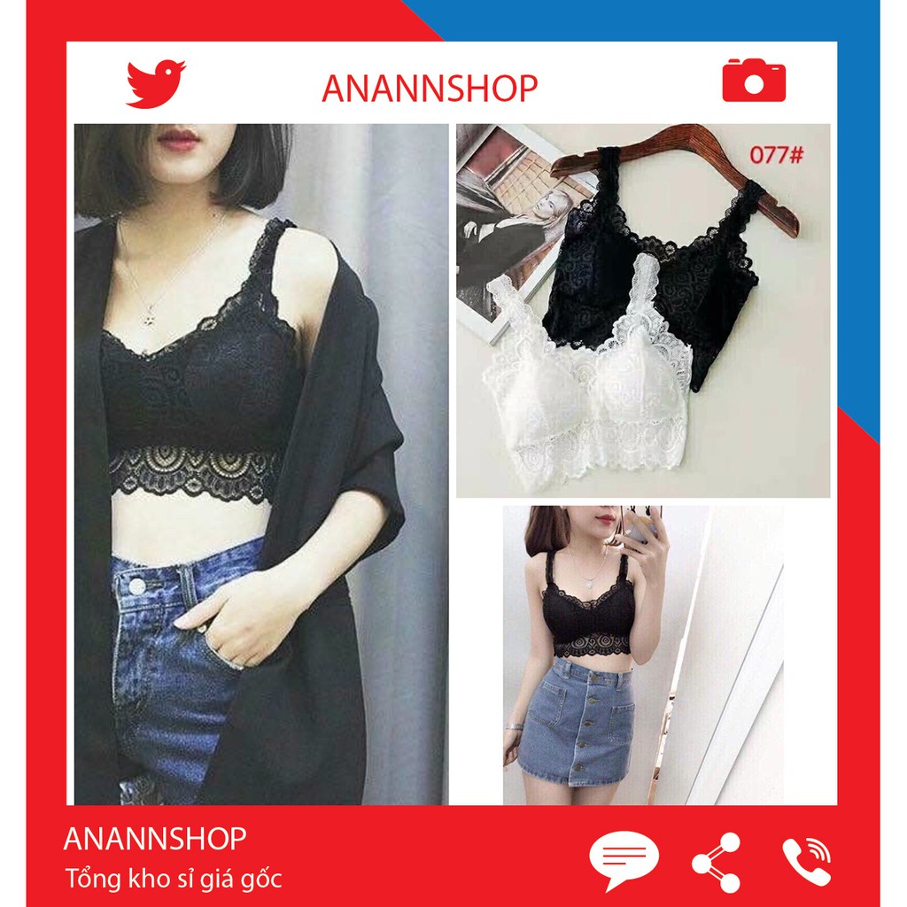 Áo Bra Ren - Áo Ngực Bra Ren Hoa 2 Dây Quyến Rũ Có Đệm Ngực Chất Ren Mềm Mịn Kiểu Dáng Crotop Bralette 8029