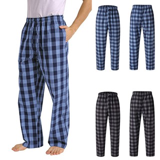 Quần pijama dáng rộng họa tiết ca rô đơn giản thời trang cho nam