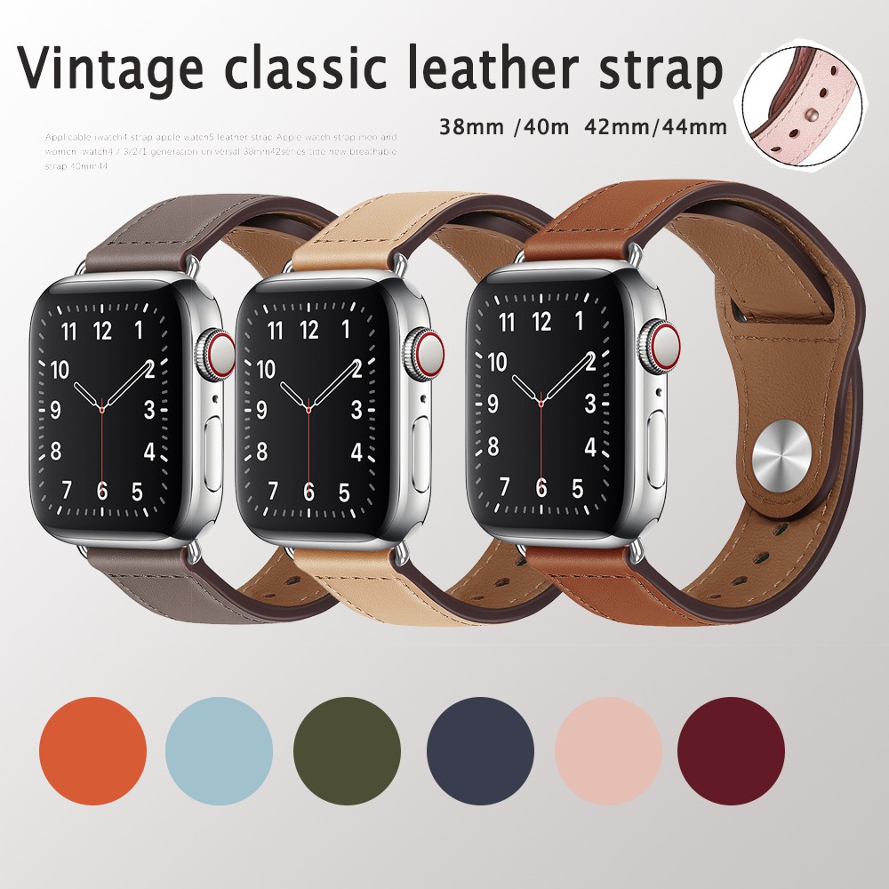 Dây Đeo Bằng Da Phong Cách Vintage Cho Đồng Hồ Thông Minh iwatch Series 8 7 6 5 4 3 2 SE 41mm 45mm 44mm 40mm / 42mm 38mm