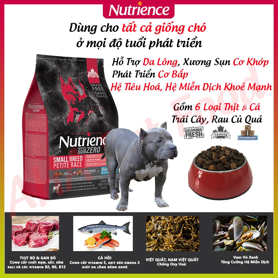 [Ăn Là Thích] Thức Ăn Hạt Cho Chó Bully Nutrience Subzero Phát Triển Cơ Bắp Bao 2.27kg  6 Loại Thịt Cá, Rau Củ, Trái Cây