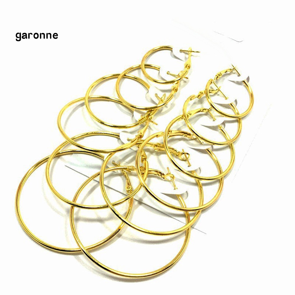 GA_6 Pairs Fashion Circle Hoop Dangle Earrings Women Celebrity Eardrop Jewelry Gift