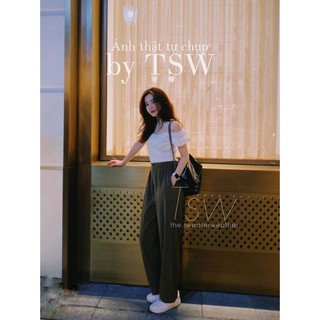 Quần culottes suông chiết eo chun cạp nhỏ (Ảnh thật)