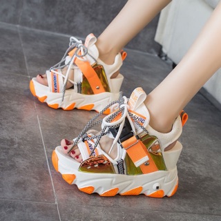 (HÀNG K CÓ SẴN) dép sandal đế bánh mì cực chất - 052706 kèm ảnh thật 9cm sẵn trắng xanh 34, trắng bạc 34, trắng bạc 38