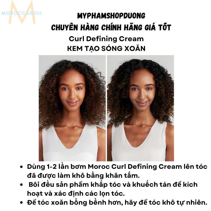 Kem định hình sóng xoăn Moroc curl defining cream 250ml chính hãng tóc xoăn mềm mại không gây bết dính