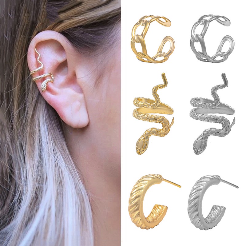 Set Khuyên Tai Hình Con Rắn Phong Cách Gothic Cổ Điển Dành Cho Nam Và Nữ