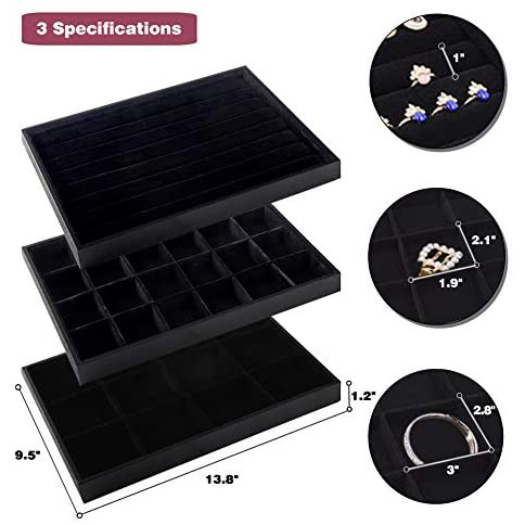 Khay Nhung Đen Xếp Chồng Trưng Bày Trang Sức Thời Trang Có Thể Tháo Rời