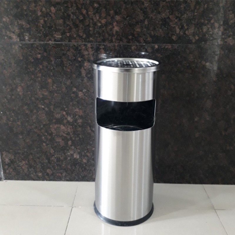 Thùng rác inox gạt tàn cao cấp, thùng rác gạt tàn văn phòng ( 25x61cm)