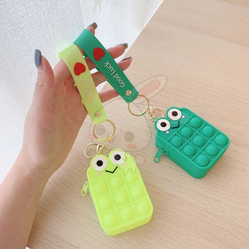 Đồ chơi bấm bong bóng giảm căng thẳng hình dáng túi nhỏ có dây đeo đựng được mỹ phẩm airpods